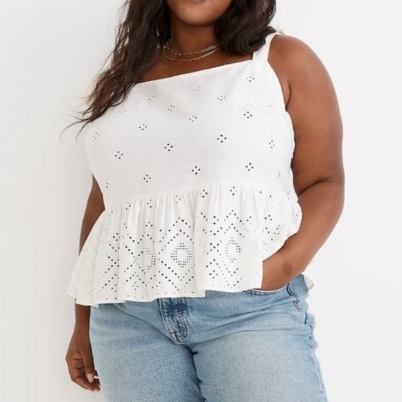 NEW Madewell Tank Tops | Plus Size Madewell White Rosalie Top - Picture 7 of 11